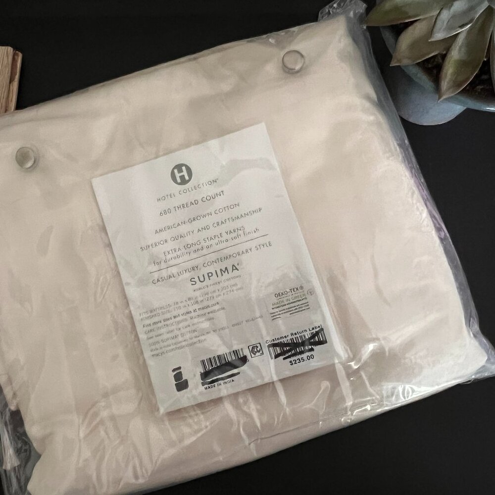 NWT- Hotel Collection Flat Sheet- 680 TC- 100% Supima Cotton- Ivory